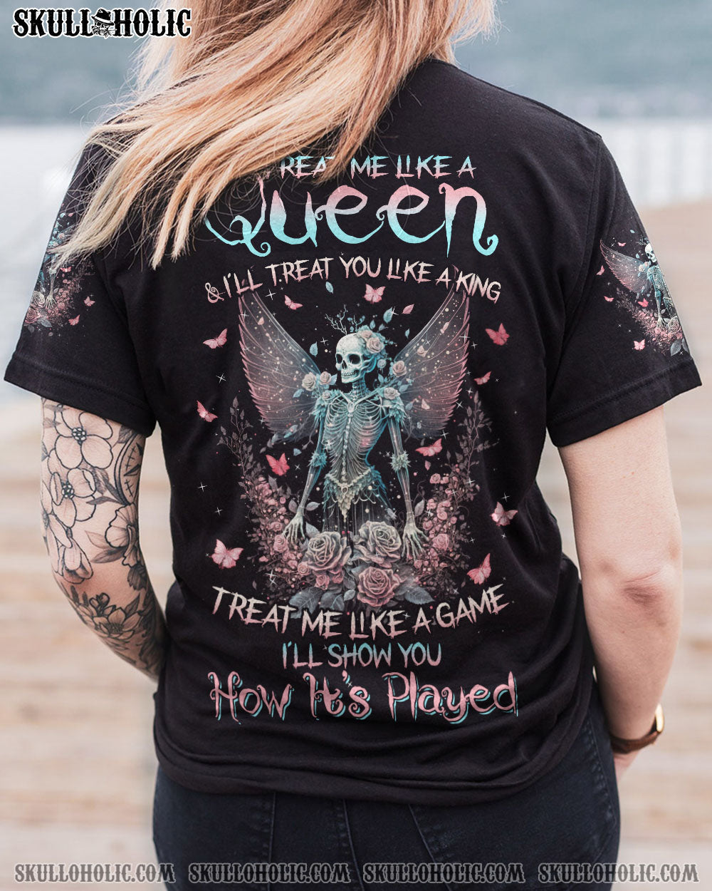 TREAT ME LIKE A QUEEN WINGS SKULL ALL OVER PRINT – TLNZ0902234