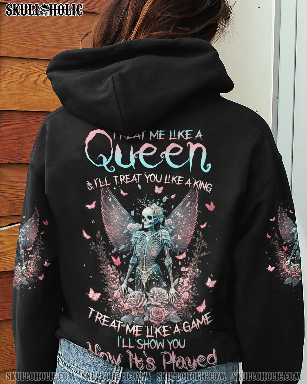TREAT ME LIKE A QUEEN WINGS SKULL ALL OVER PRINT – TLNZ0902234