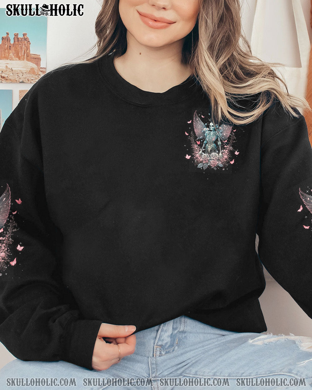 TREAT ME LIKE A QUEEN WINGS SKULL ALL OVER PRINT – TLNZ0902234