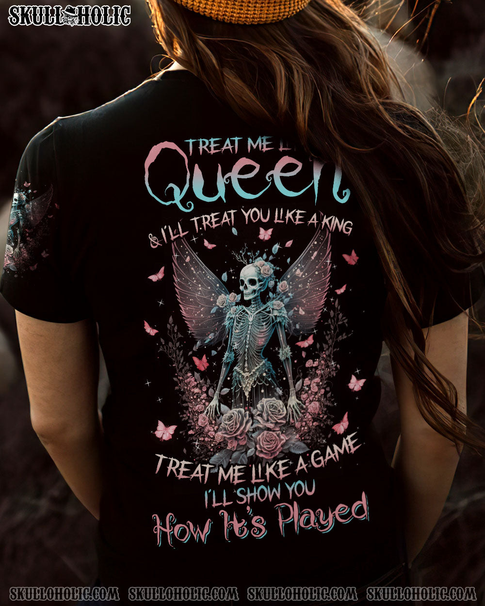 TREAT ME LIKE A QUEEN WINGS SKULL ALL OVER PRINT – TLNZ0902234