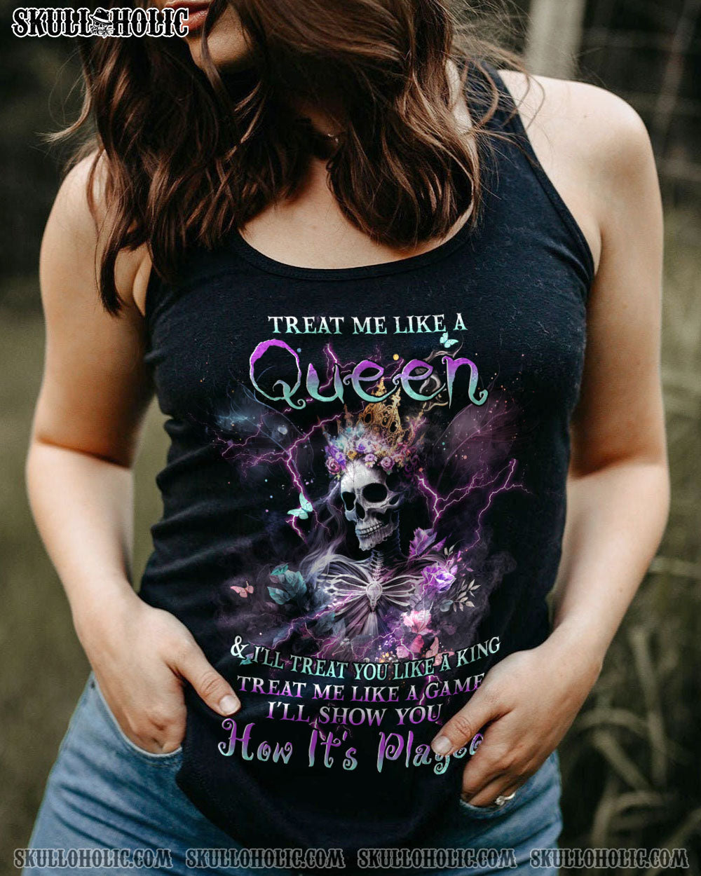 TREAT ME LIKE A QUEEN WINGS SKULL ALL OVER PRINT – YHHN2702231