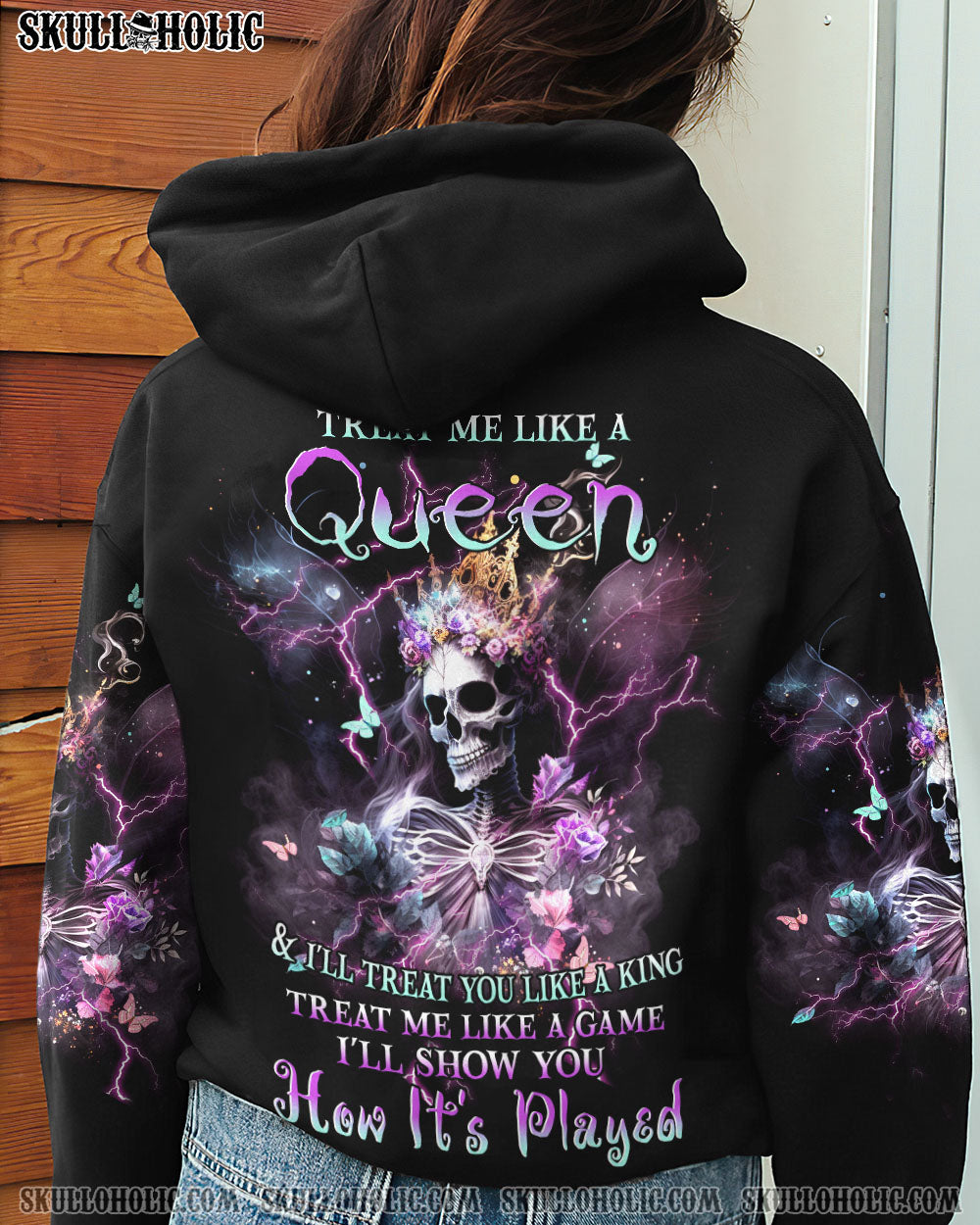TREAT ME LIKE A QUEEN WINGS SKULL ALL OVER PRINT – YHHN2702231