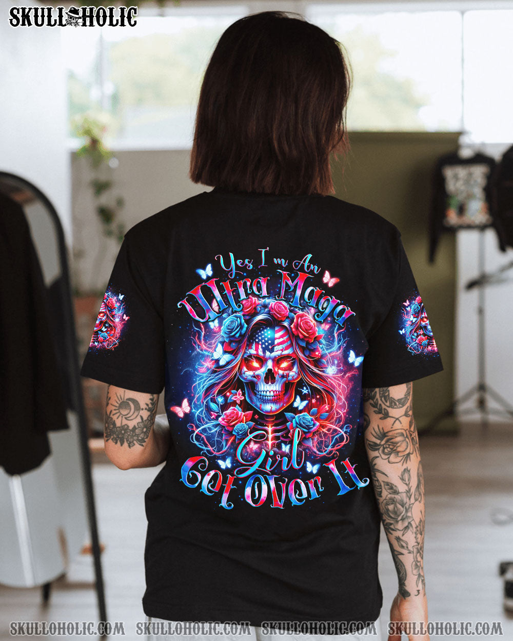 ULTRA MAGA GIRL GET OVER IT SKULL ALL OVER PRINT – TLNO3001242