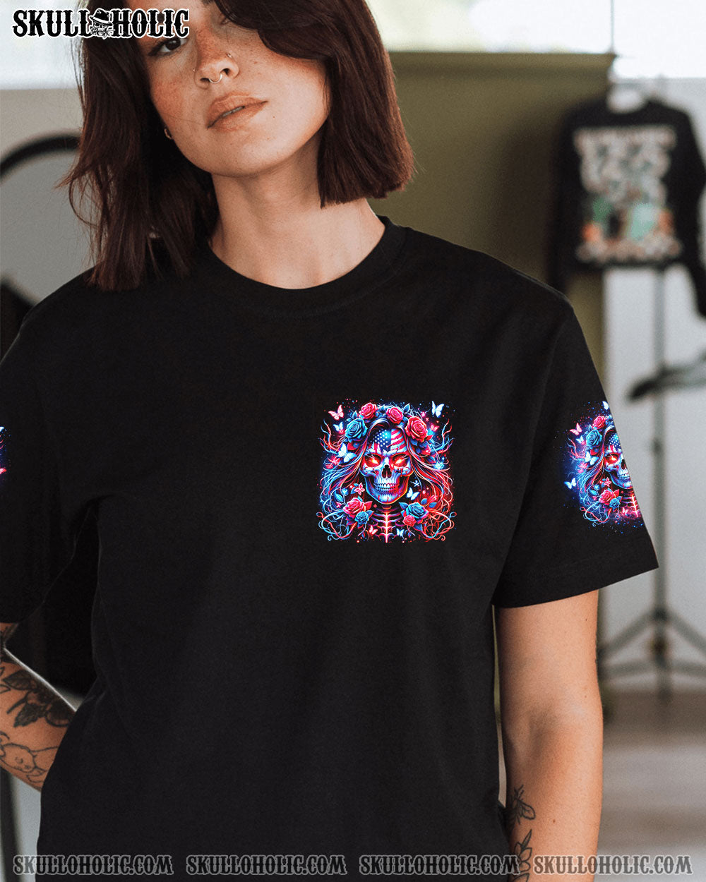 ULTRA MAGA GIRL GET OVER IT SKULL ALL OVER PRINT – TLNO3001242