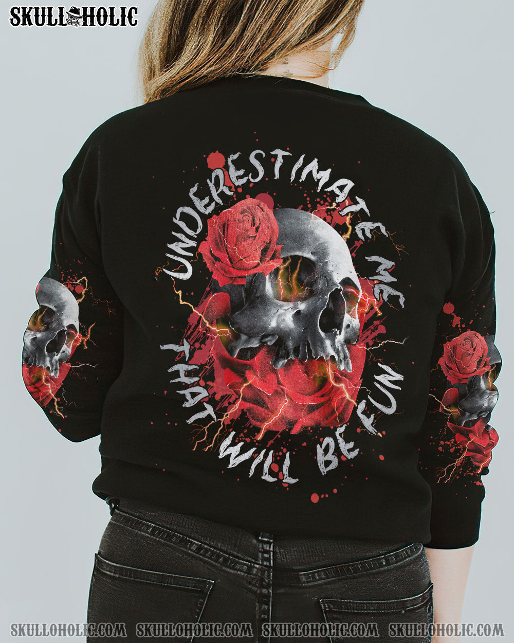 UNDERESTIMATE ME ROSE SKULL ALL OVER PRINT – TLNZ0512223