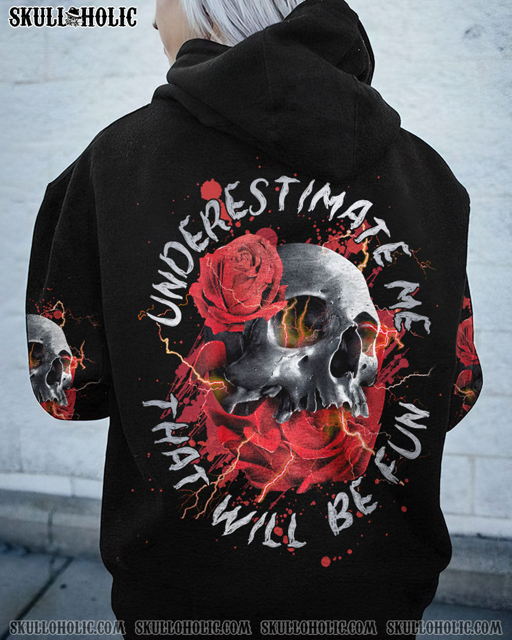 UNDERESTIMATE ME ROSE SKULL ALL OVER PRINT - TLNZ0512223