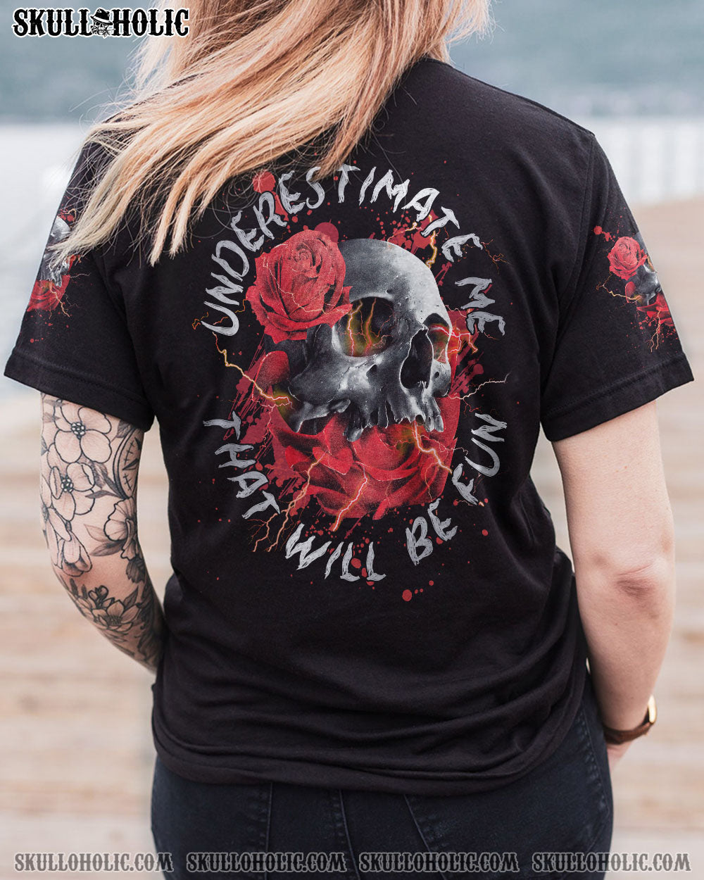 UNDERESTIMATE ME ROSE SKULL ALL OVER PRINT – TLNZ0512223