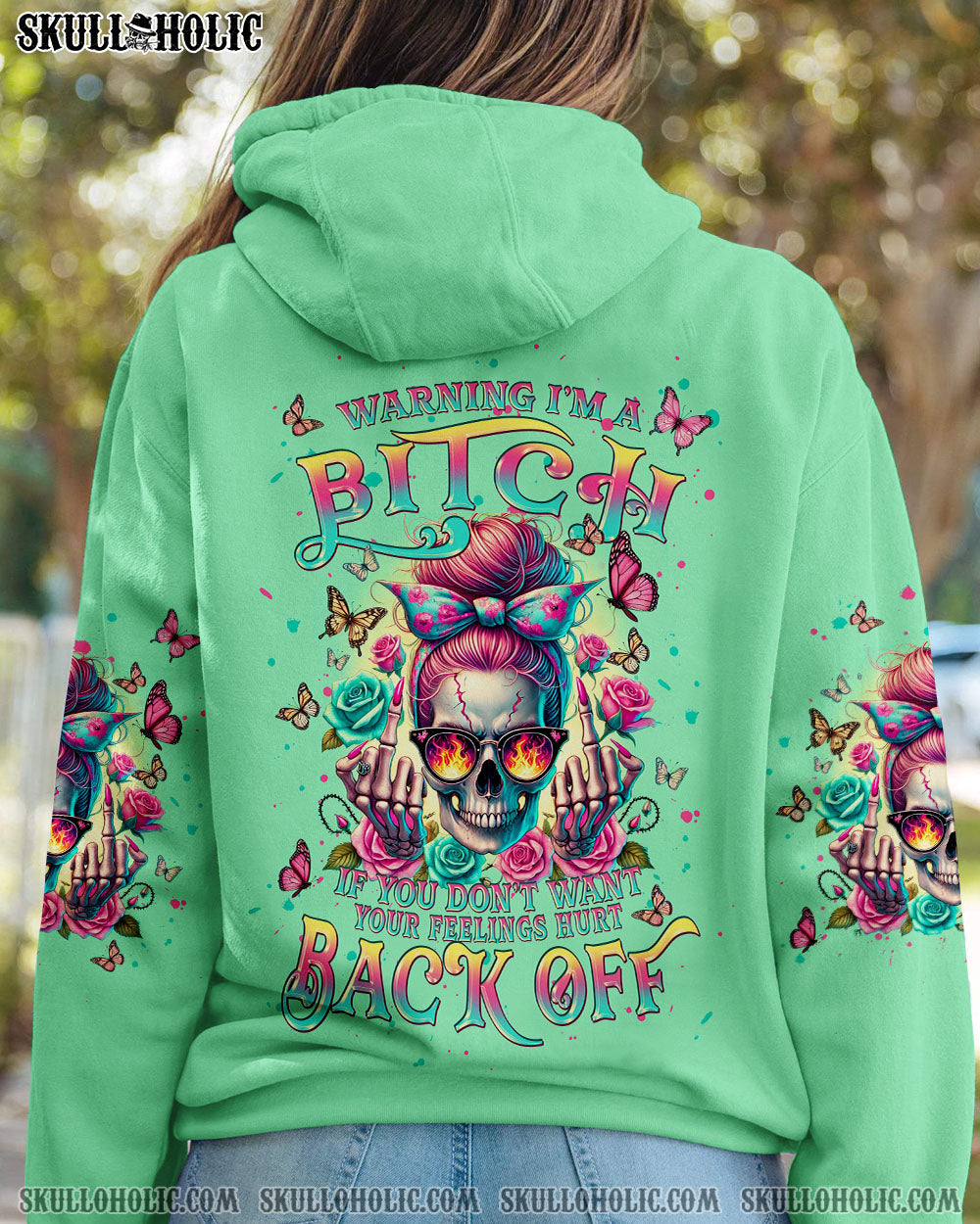 WARNING I’M A B SKULL MESSY BUN ALL OVER PRINT – TLPQ2706244