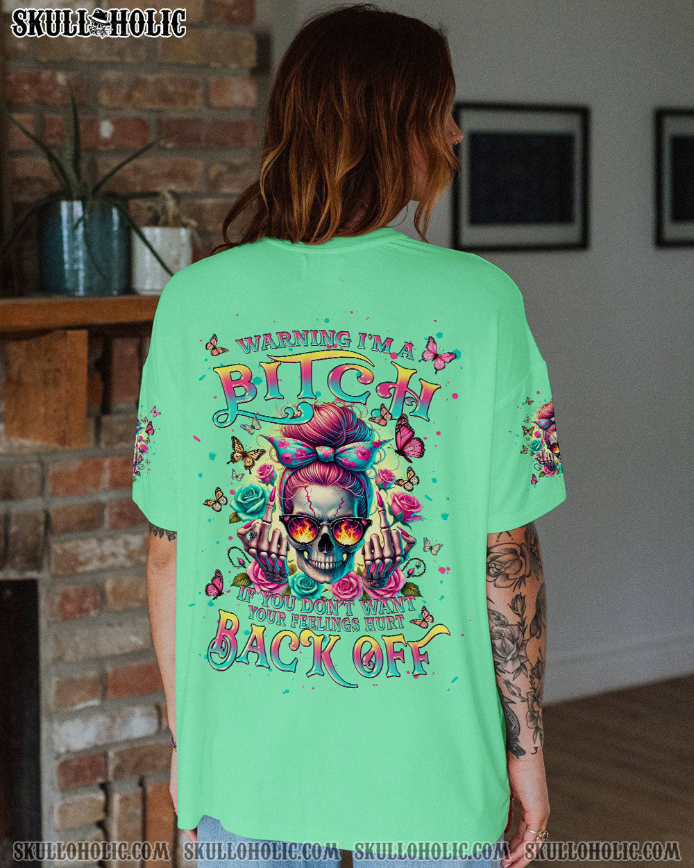 WARNING I’M A B SKULL MESSY BUN ALL OVER PRINT – TLPQ2706244