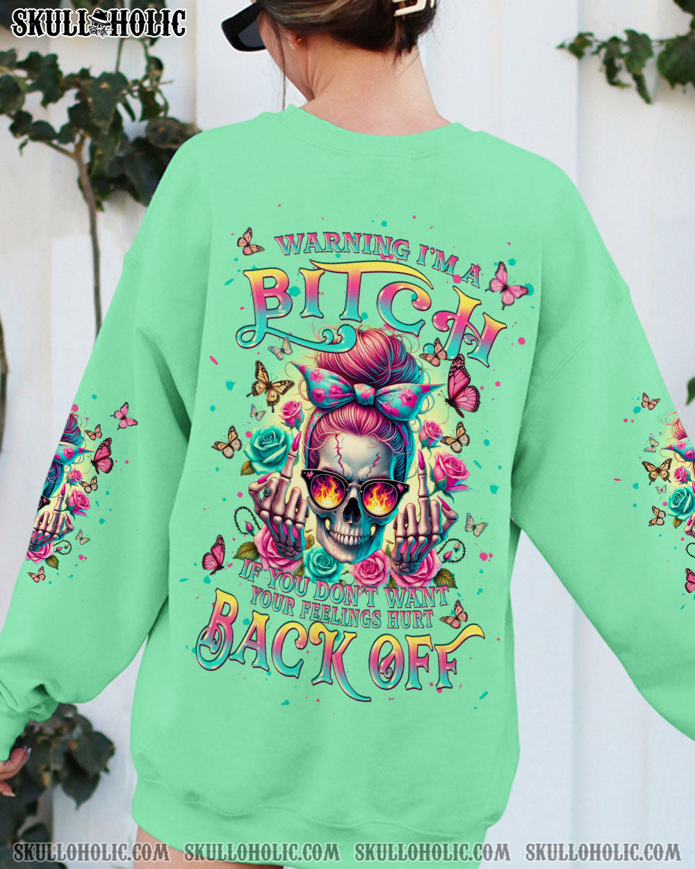WARNING I’M A B SKULL MESSY BUN ALL OVER PRINT – TLPQ2706244