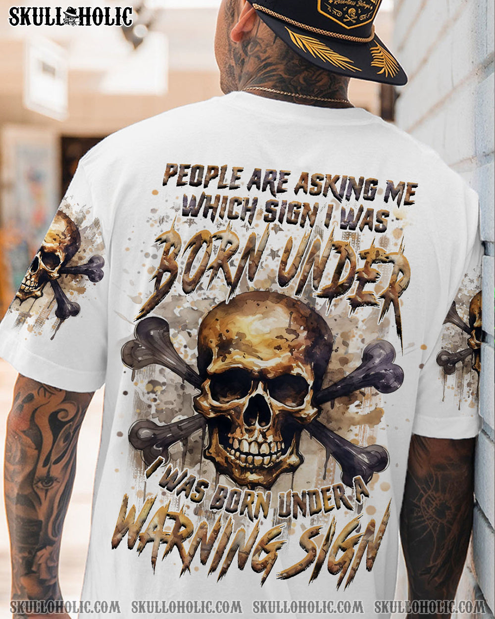 WARNING SIGN SKULL ALL OVER PRINT - YHHN2307242