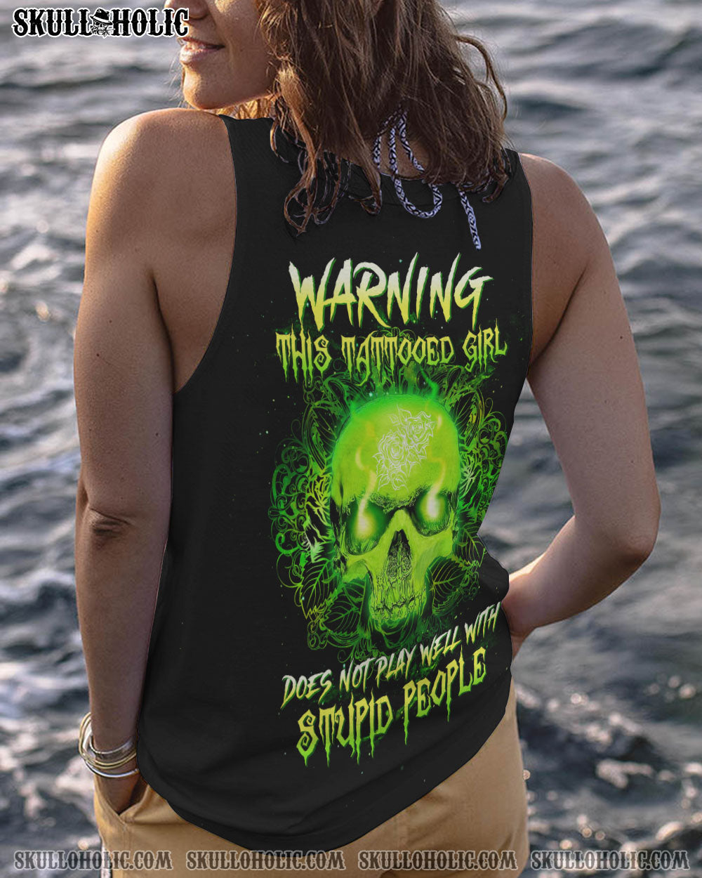WARNING THIS TATTOOED GIRL GREEN SKULL ALL OVER PRINT – TLTW2012223