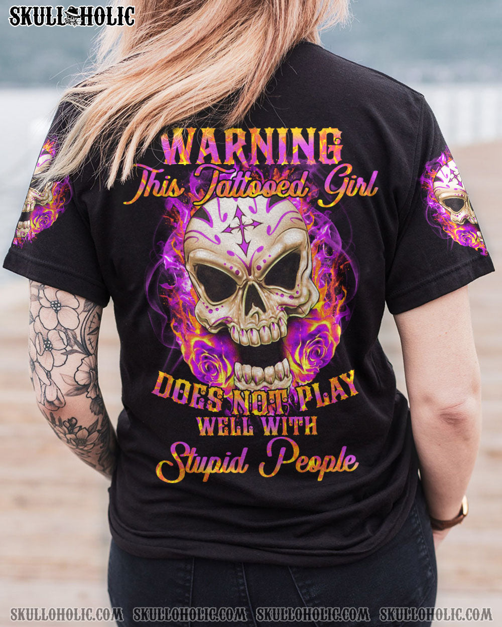 WARNING THIS TATTOOED GIRL MAD SKULL ALL OVER PRINT – TLTY1912224