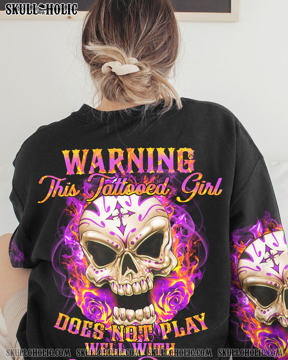 WARNING THIS TATTOOED GIRL MAD SKULL ALL OVER PRINT – TLTY1912224