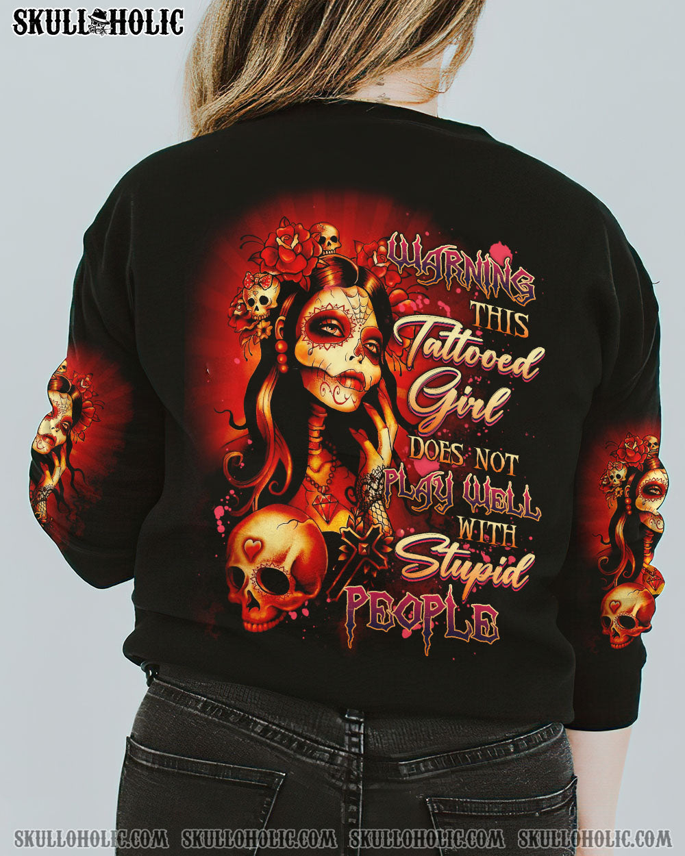 WARNING THIS TATTOOED GIRL SKULL ALL OVER PRINT – TLNZ2212222