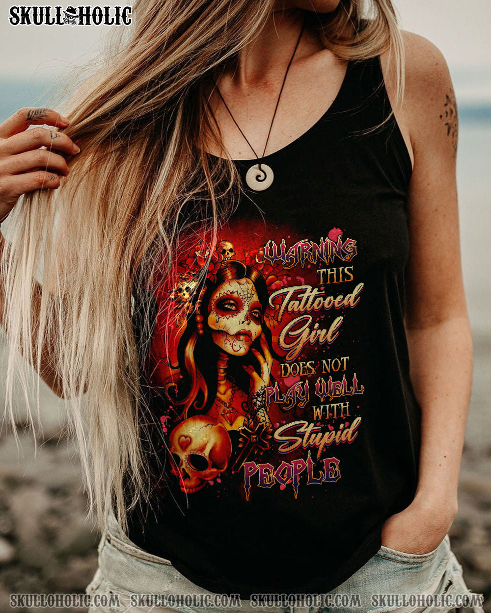 WARNING THIS TATTOOED GIRL SKULL ALL OVER PRINT – TLNZ2212222