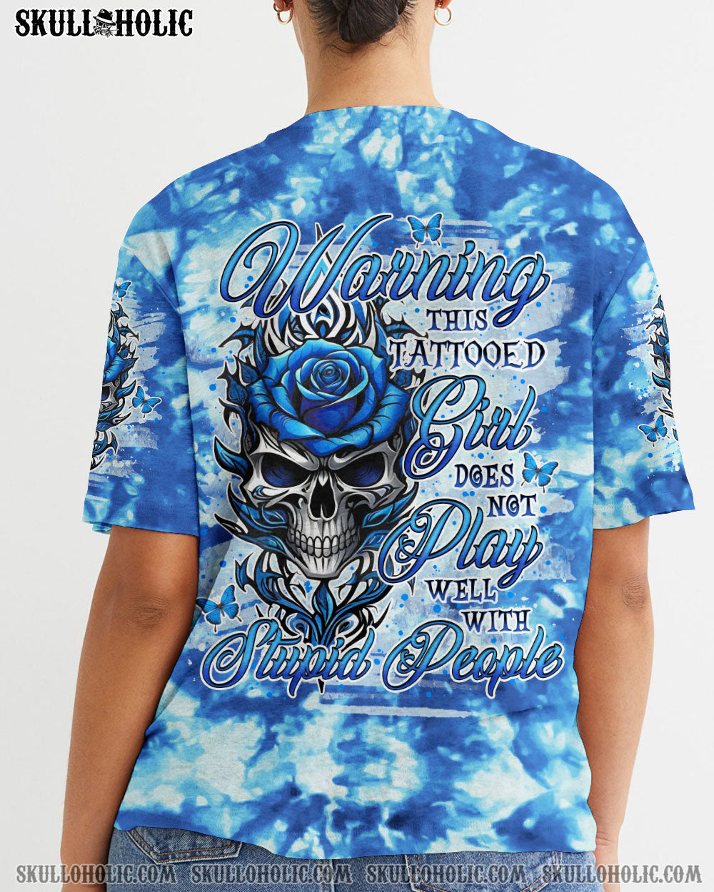 WARNING THIS TATTOOED GIRL SKULL ROSE TIE DYE ALL OVER PRINT – TLNO2906241
