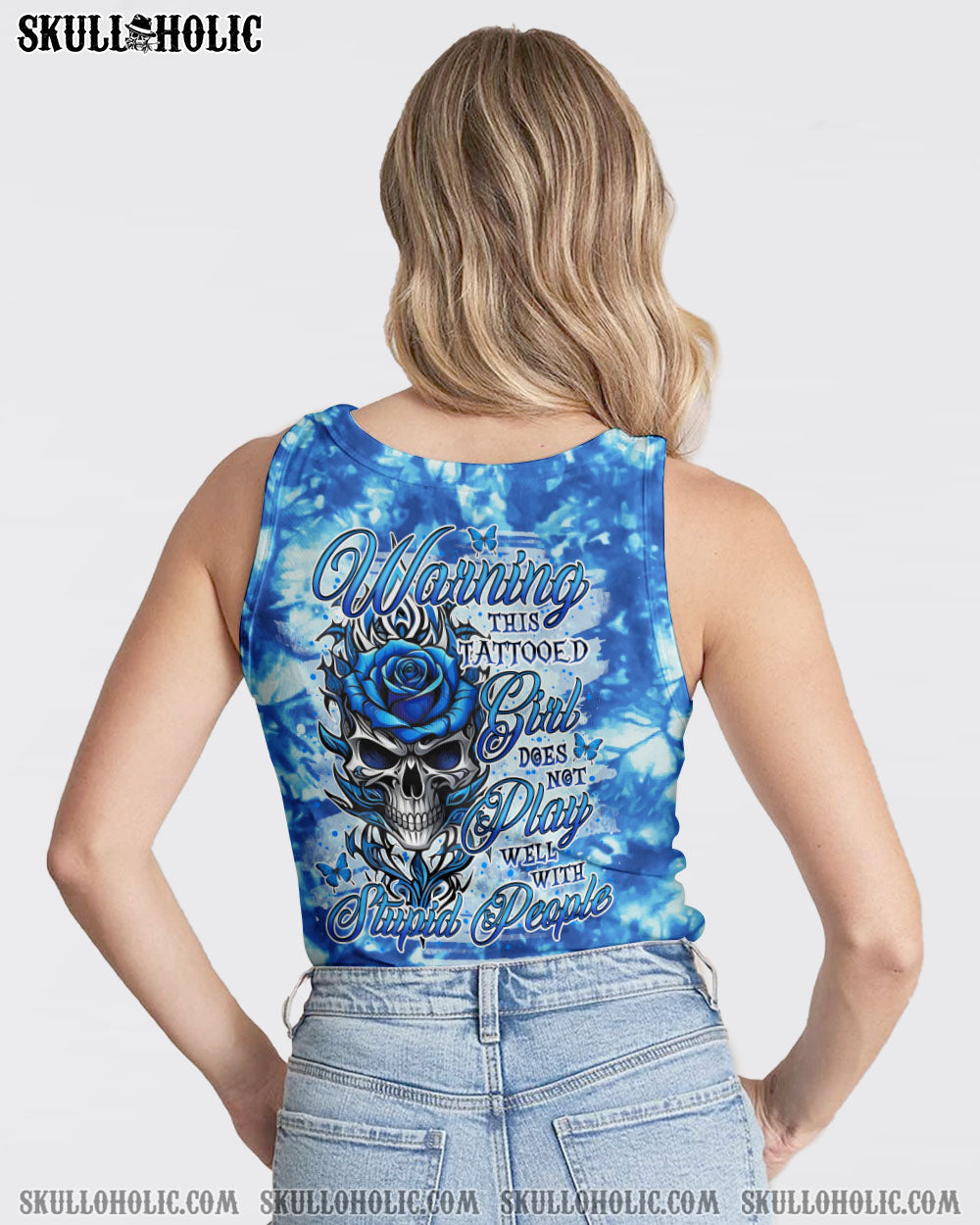 WARNING THIS TATTOOED GIRL SKULL ROSE TIE DYE ALL OVER PRINT – TLNO2906241