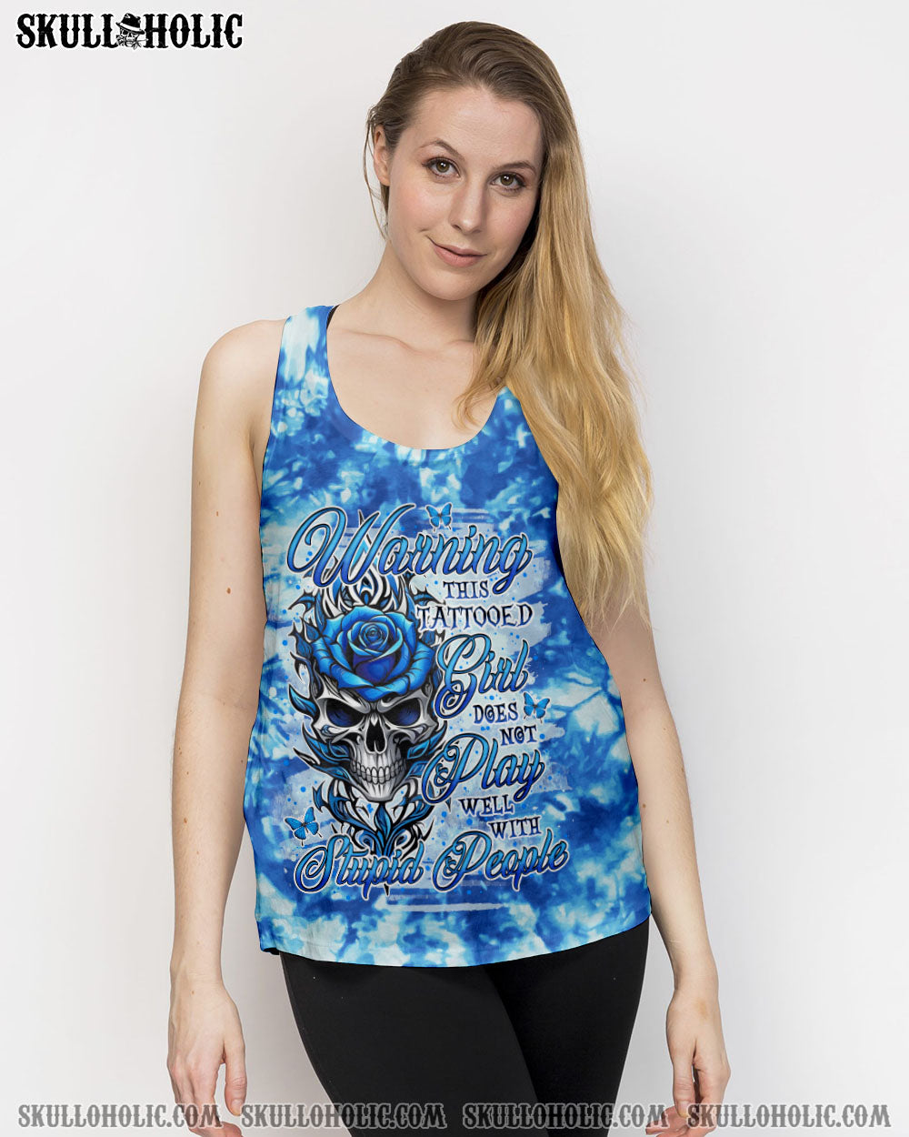 WARNING THIS TATTOOED GIRL SKULL ROSE TIE DYE ALL OVER PRINT – TLNO2906241