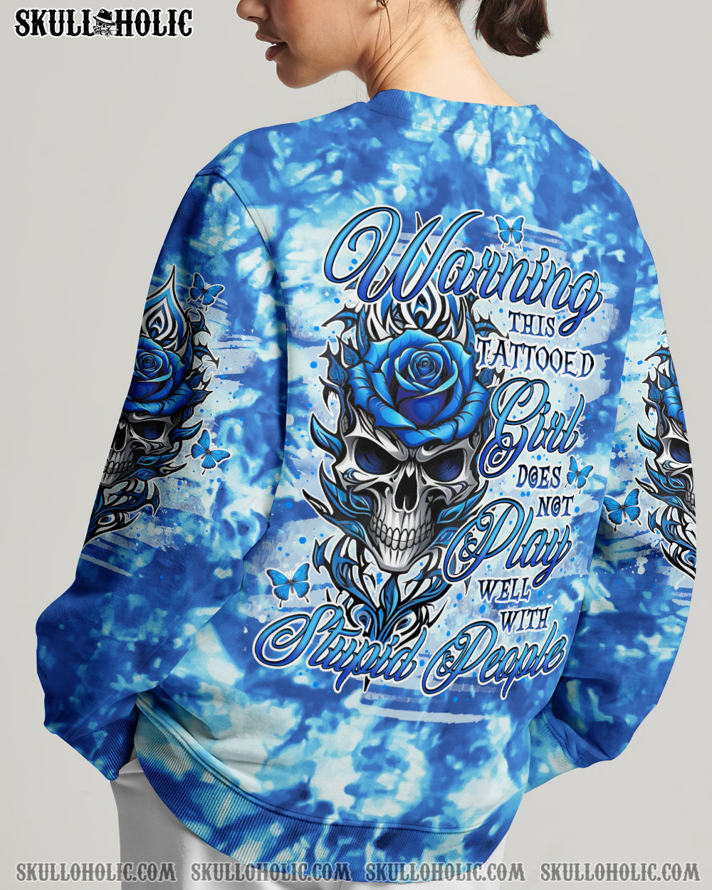 WARNING THIS TATTOOED GIRL SKULL ROSE TIE DYE ALL OVER PRINT – TLNO2906241