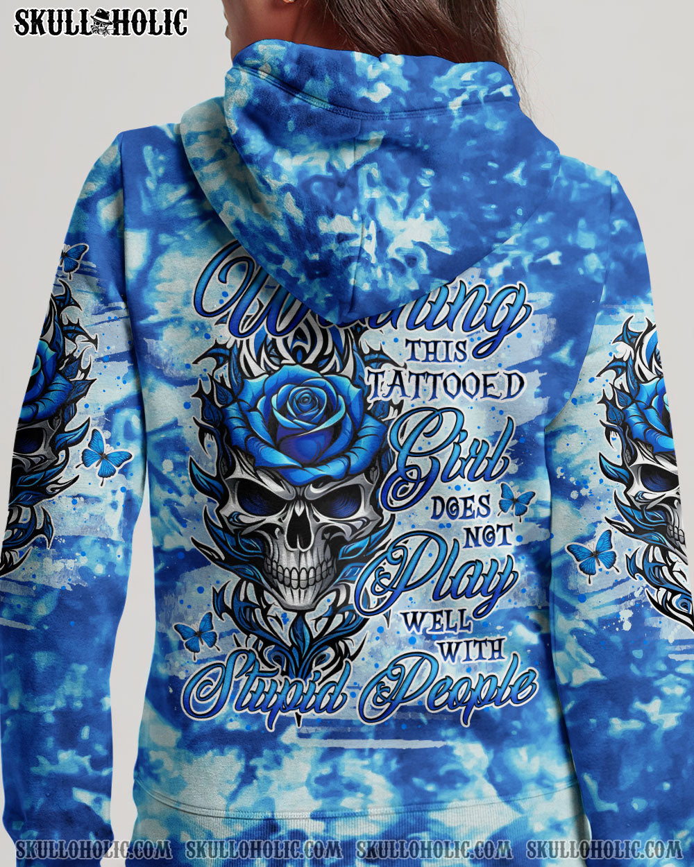 WARNING THIS TATTOOED GIRL SKULL ROSE TIE DYE ALL OVER PRINT – TLNO2906241