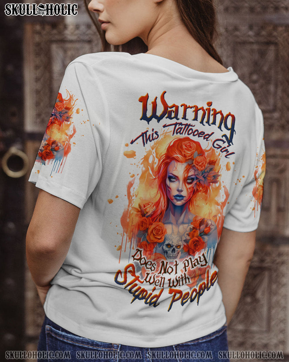 WARNING THIS TATTOOED GIRL SUGAR SKULL ALL OVER PRINT – TLTW2607234