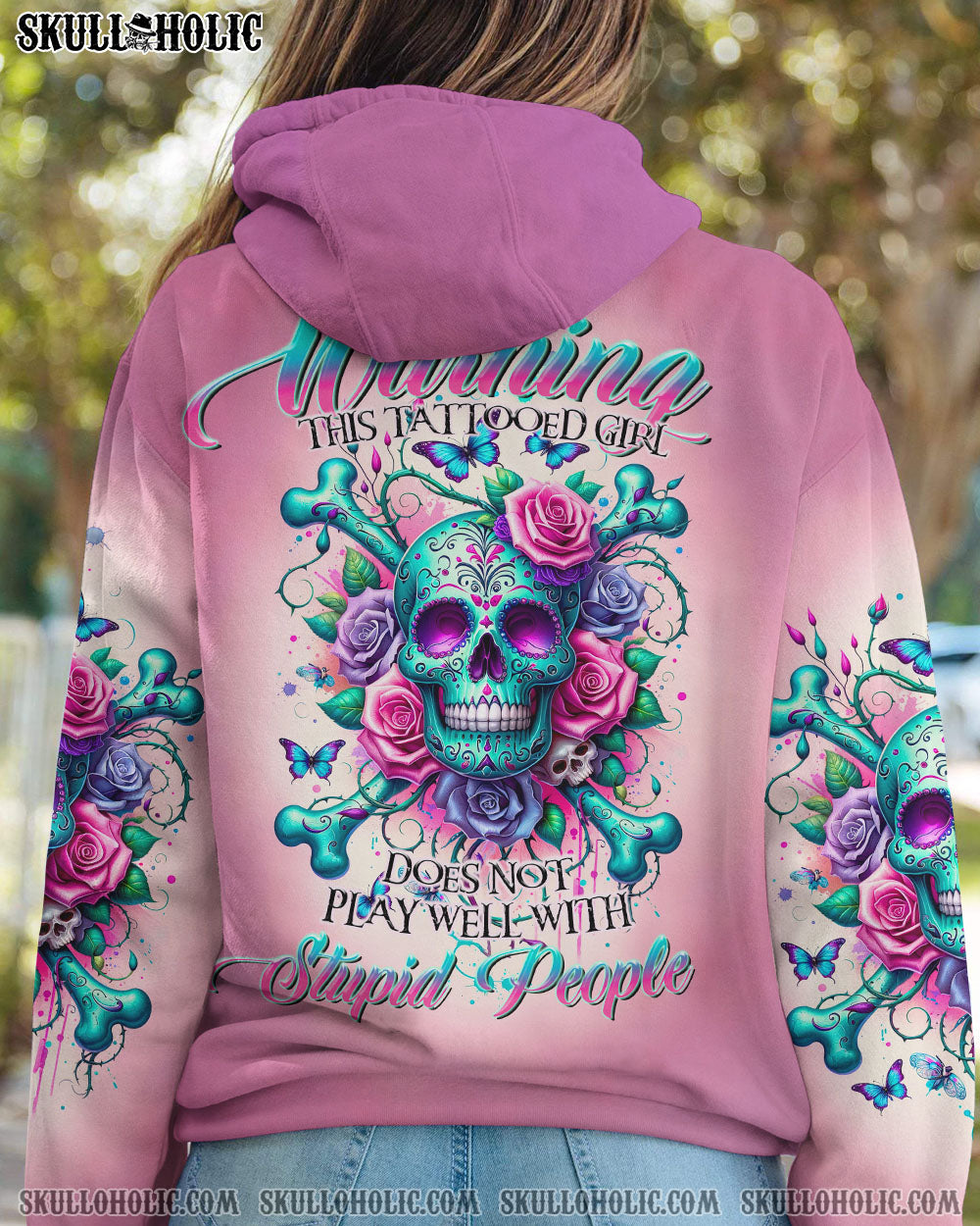 WARNING THIS TATTOOED GIRL SUGAR SKULL BONES ALL OVER PRINT – TLTR0111236