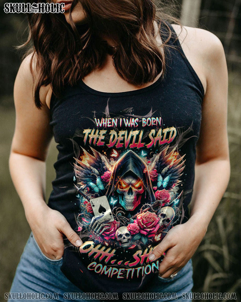 WHEN I WAS BORN SKULL REAPER ROSE ALL OVER PRINT – TLTW0102245