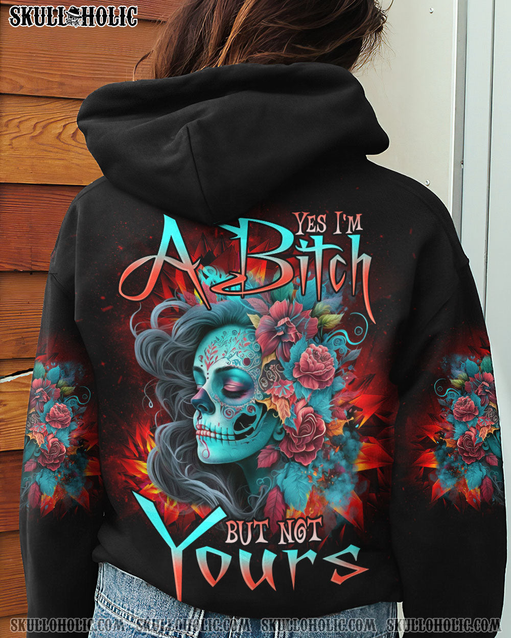 YES I’M A B BUT NOT YOURS FLOWER SUGAR SKULL ALL OVER PRINT – TLNO1302233