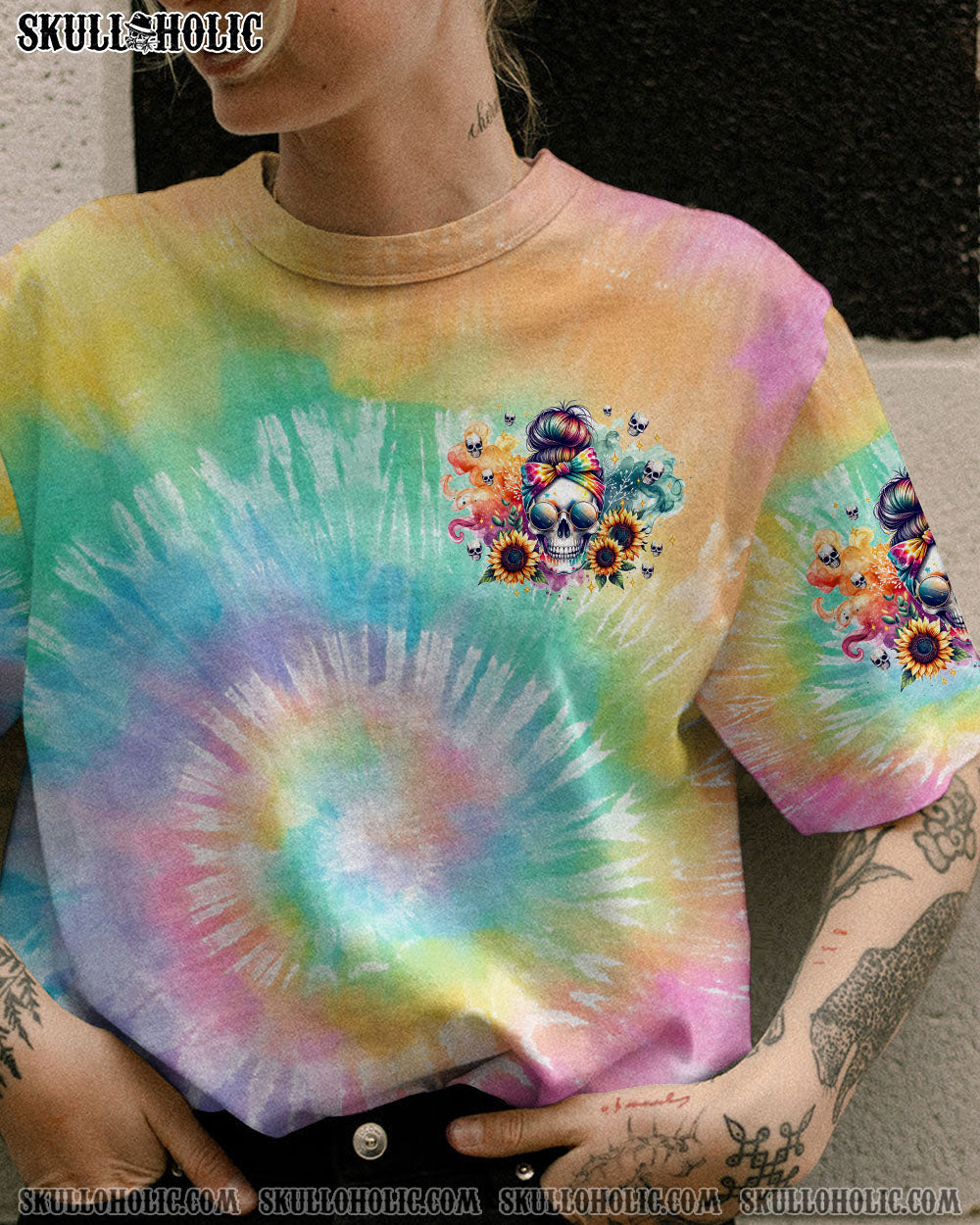 YES I’M A B BUT NOT YOURS MESSY BUN TIE DYE ALL OVER PRINT – TLTW1011233