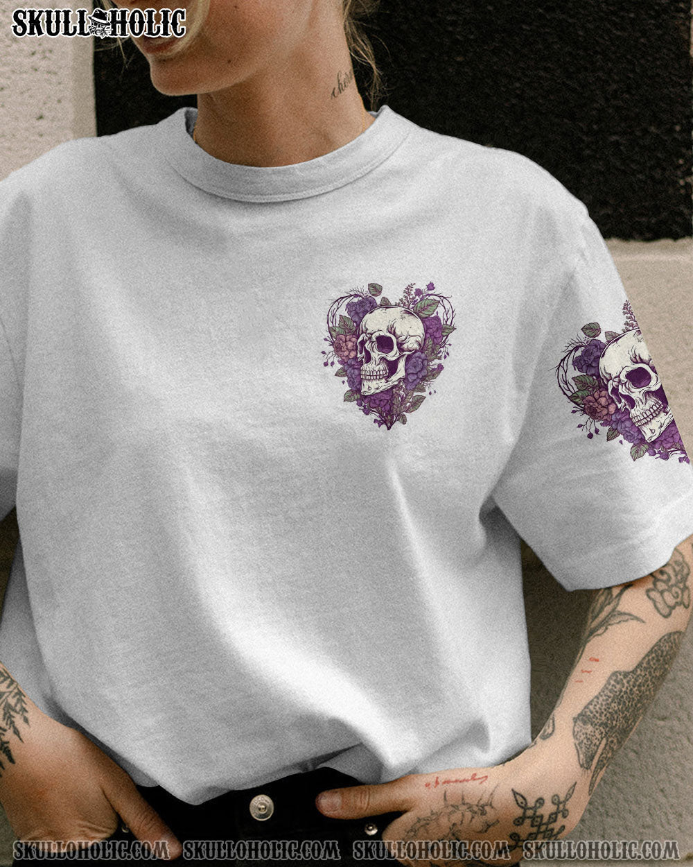 YES I’M A B BUT NOT YOURS PURPLE FLOWER SKULL ALL OVER PRINT – TLNZ0803231