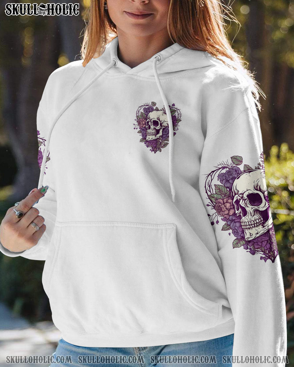 YES I’M A B BUT NOT YOURS PURPLE FLOWER SKULL ALL OVER PRINT – TLNZ0803231