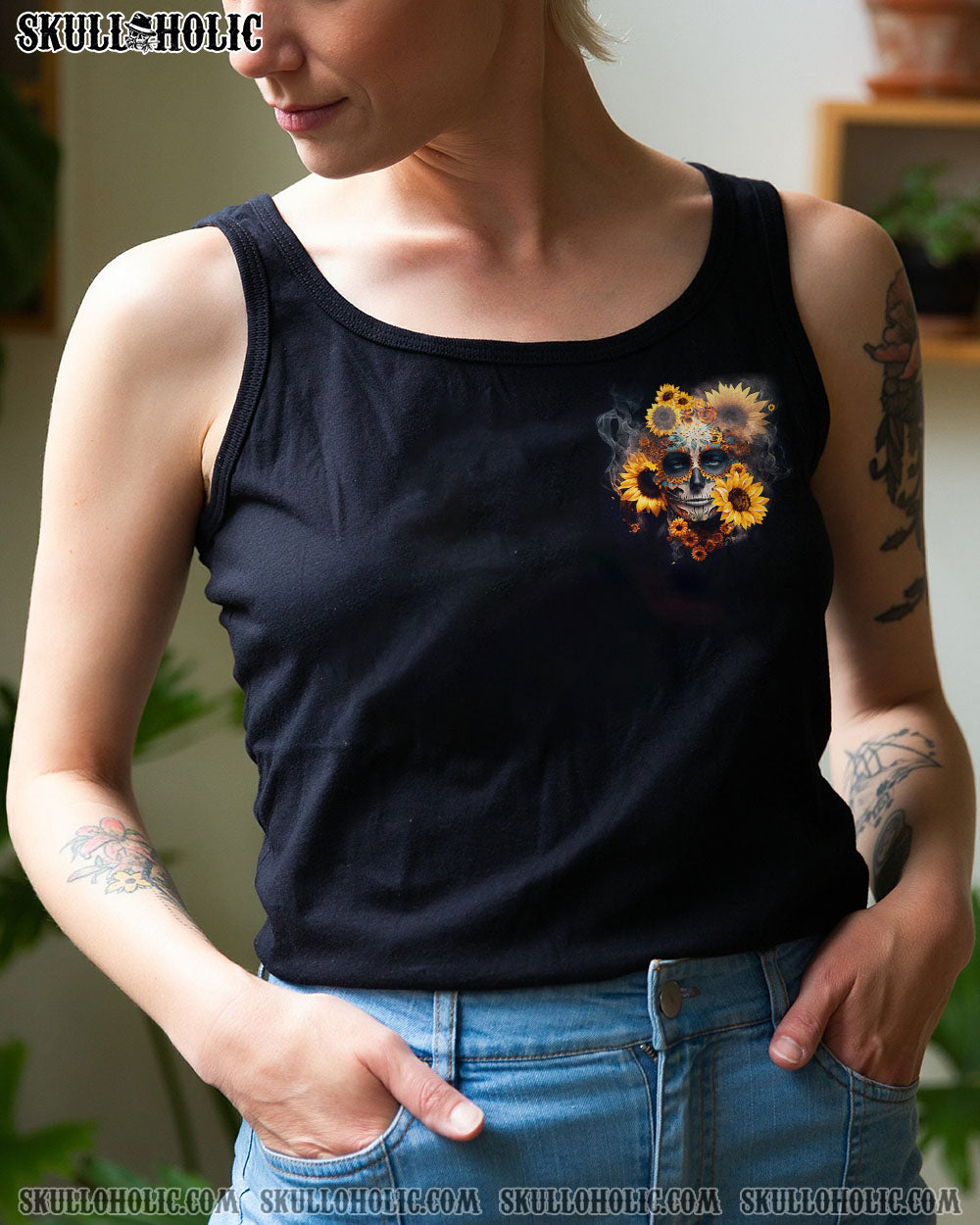 YES I’M A B BUT NOT YOURS SUGAR SKULL SUNFLOWER ALL OVER PRINT – TLNZ0303231