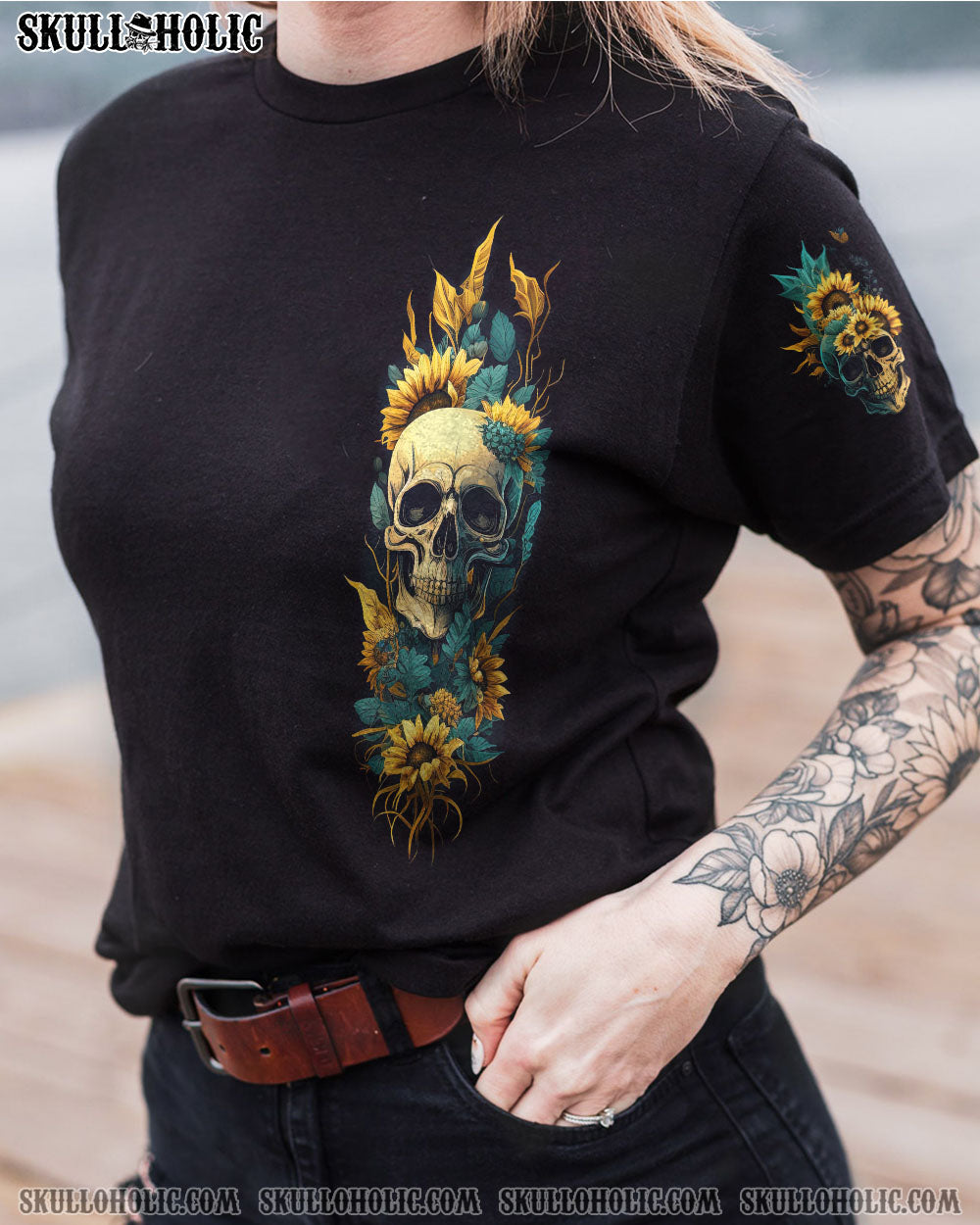 YES I’M A B BUT NOT YOURS SUNFLOWER SKULL ALL OVER PRINT – TLNZ1003234