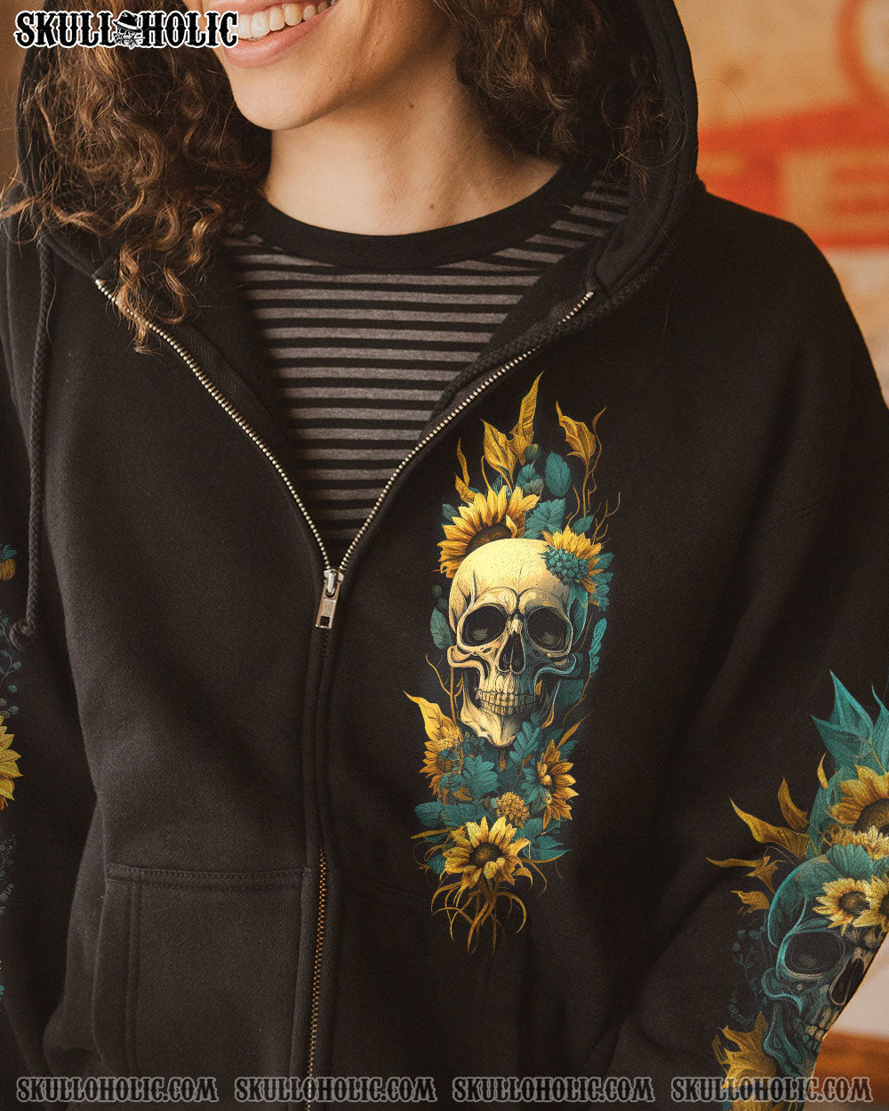 YES I’M A B BUT NOT YOURS SUNFLOWER SKULL ALL OVER PRINT – TLNZ1003234