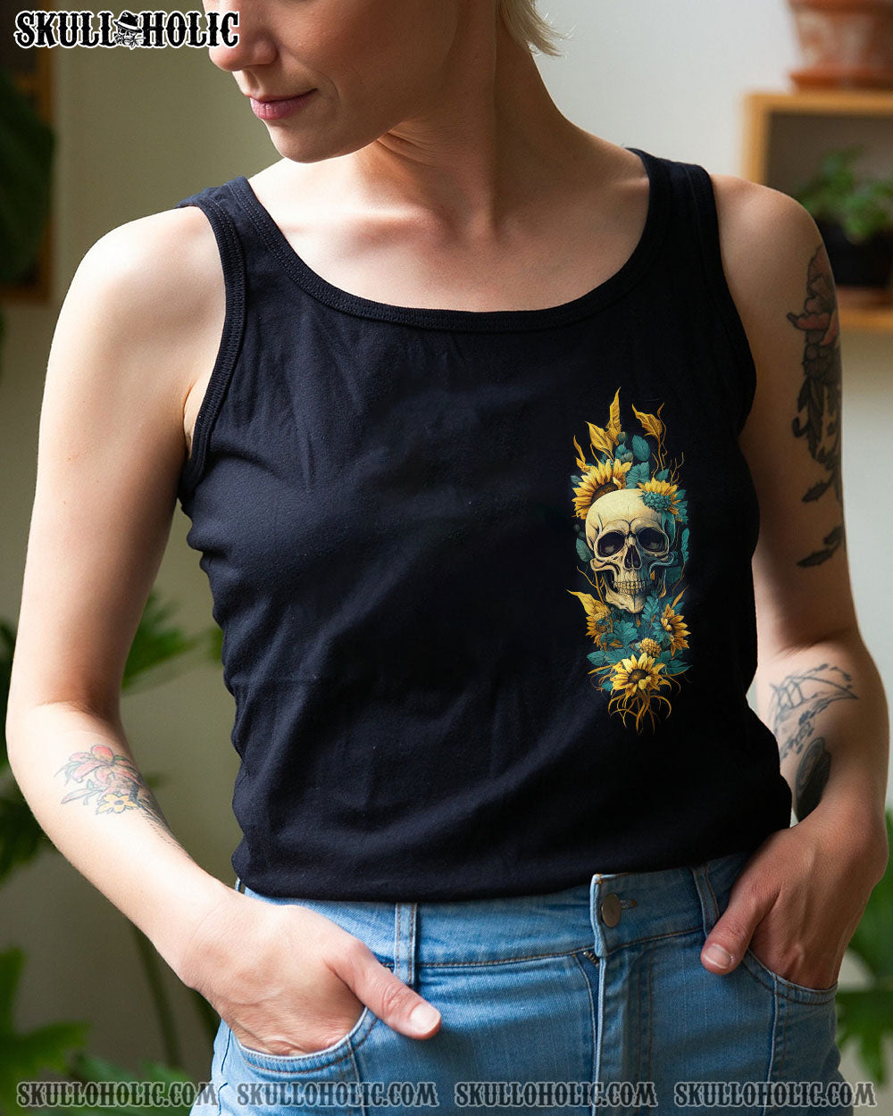 YES I’M A B BUT NOT YOURS SUNFLOWER SKULL ALL OVER PRINT – TLNZ1003234