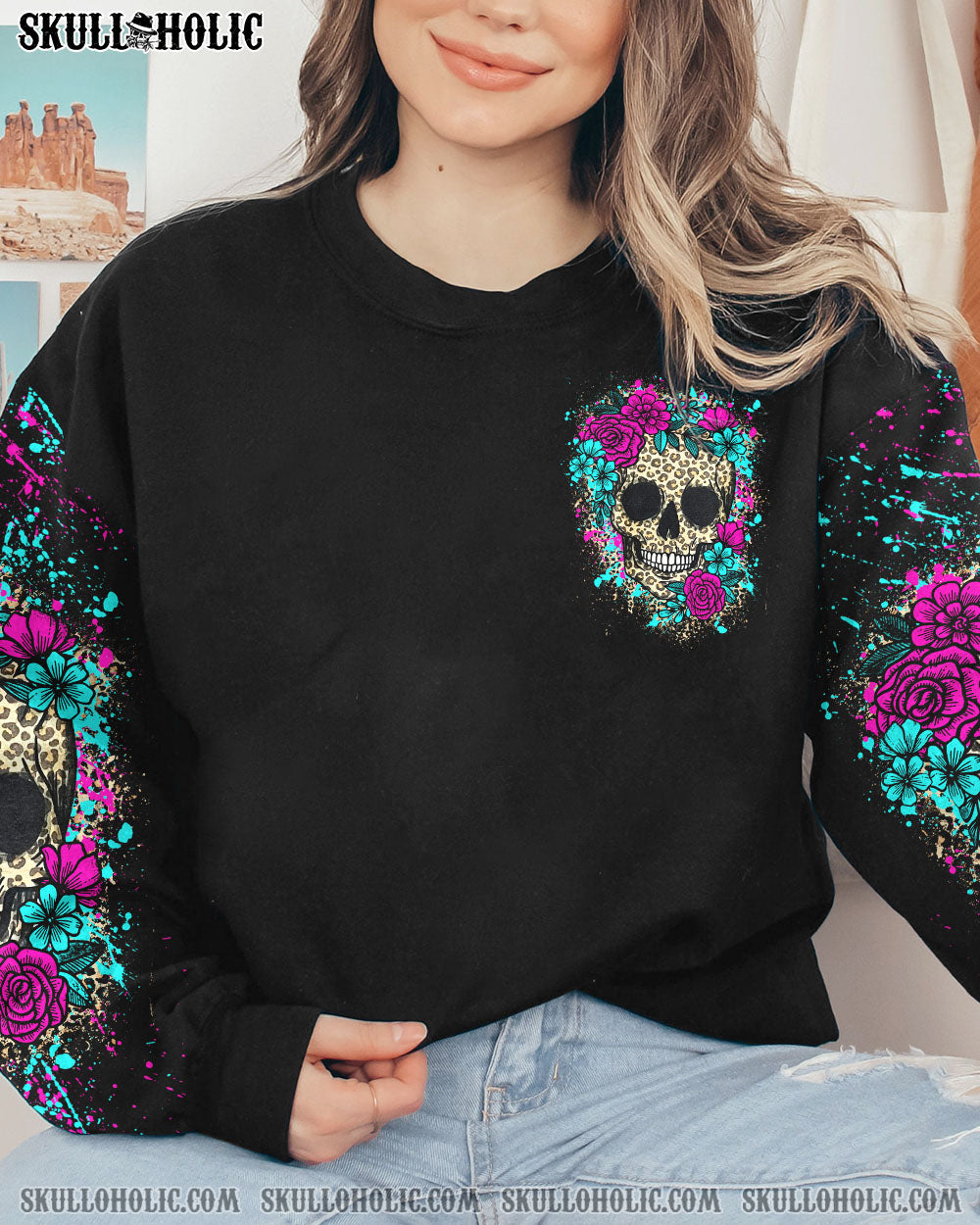 YES I’M A B LEOPARD SKULL FLOWER ALL OVER PRINT – TLTY1412222