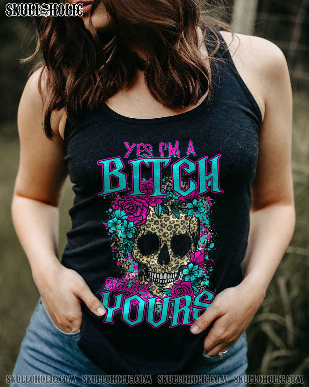 YES I’M A B LEOPARD SKULL FLOWER ALL OVER PRINT – TLTY1412222