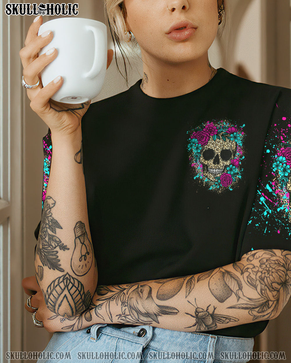 YES I’M A B LEOPARD SKULL FLOWER ALL OVER PRINT – TLTY1412222