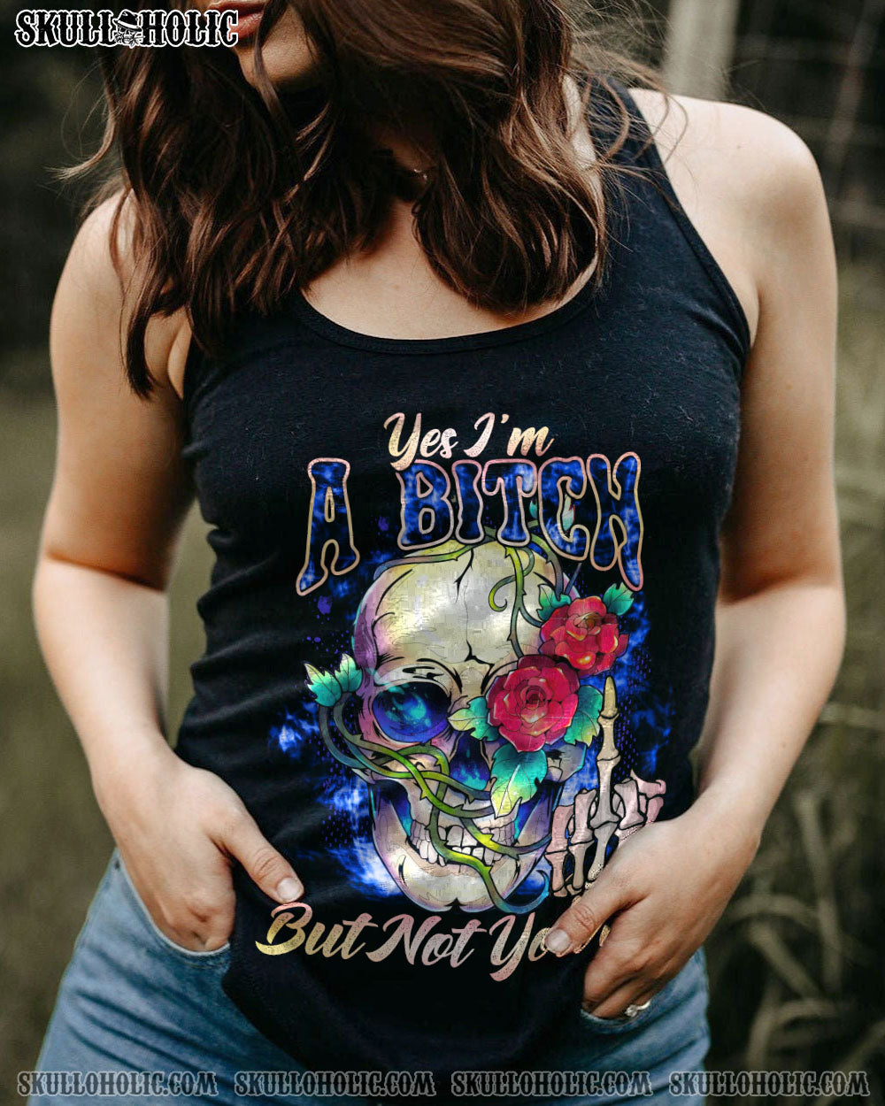 YES I’M A B SKULL ROSE ALL OVER PRINT – TLNO1412223
