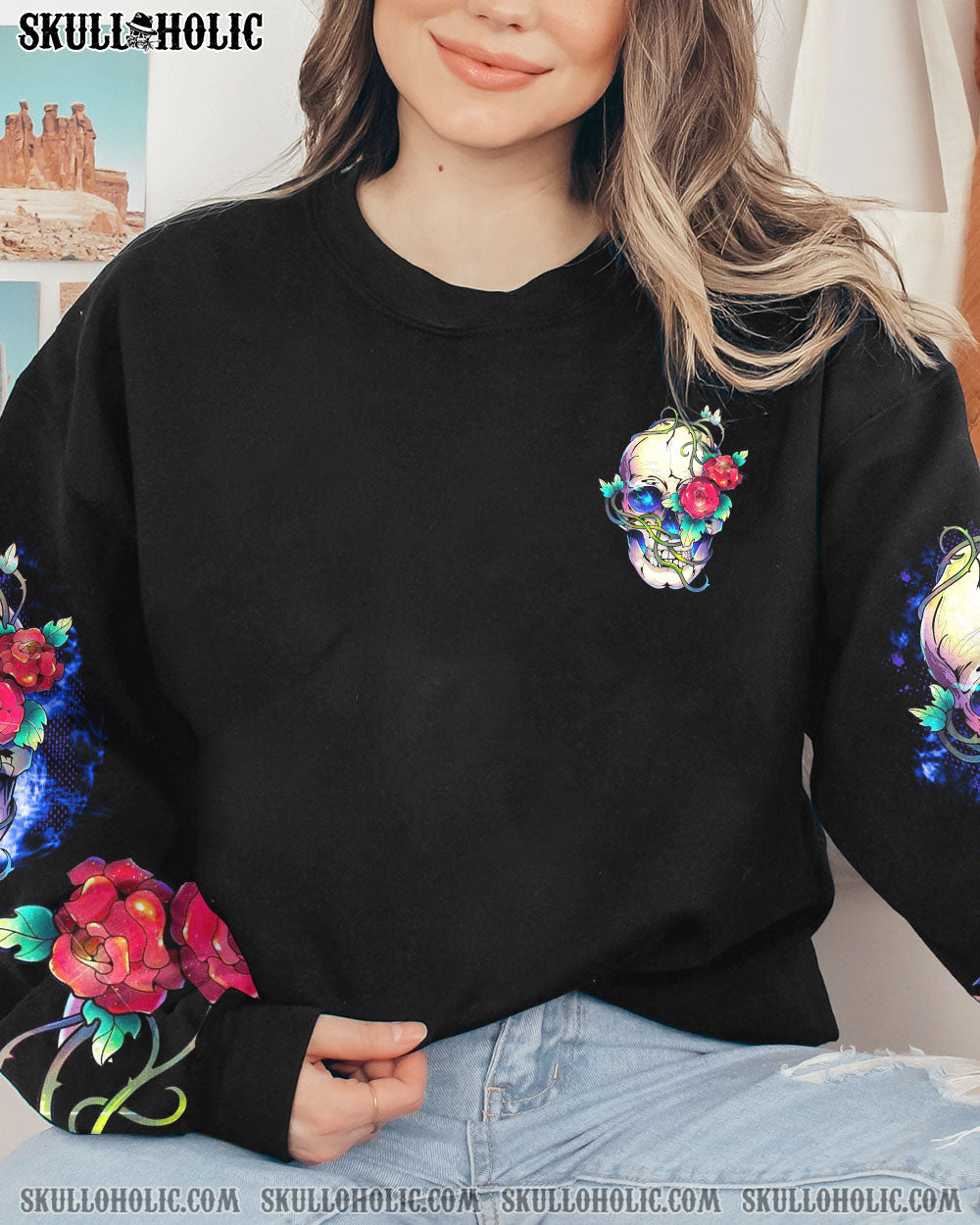 YES I’M A B SKULL ROSE ALL OVER PRINT – TLNO1412223