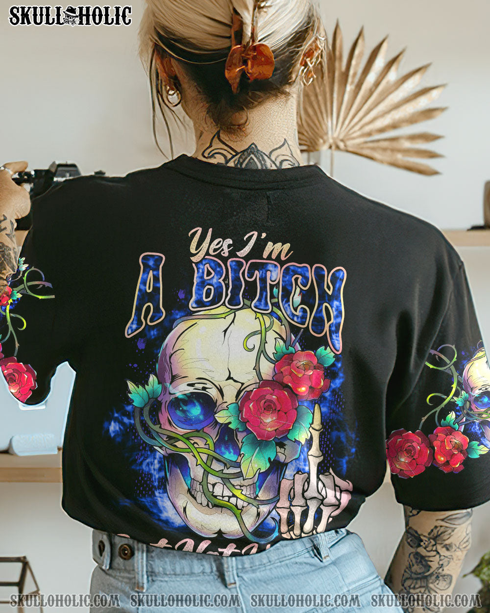 YES I’M A B SKULL ROSE ALL OVER PRINT – TLNO1412223