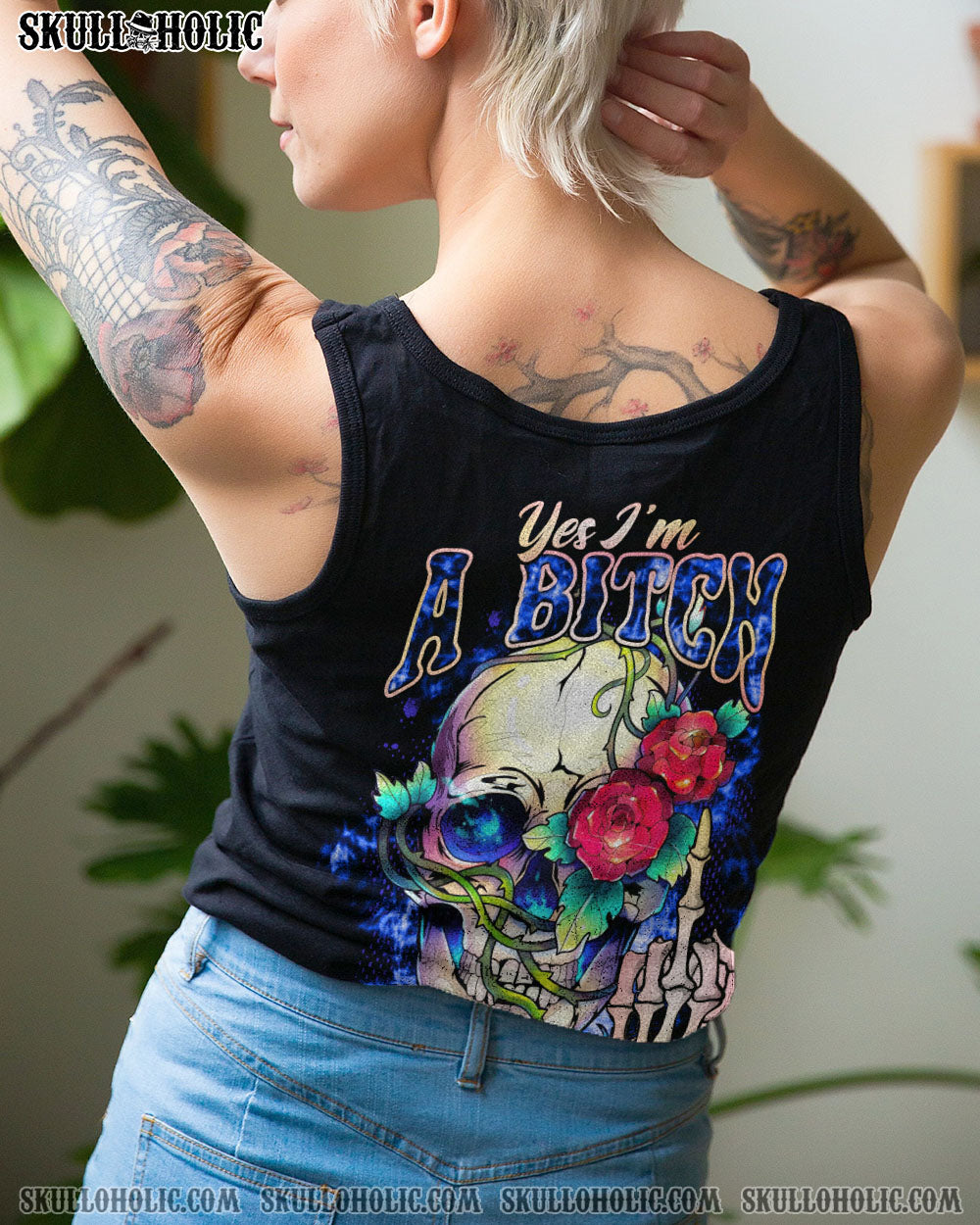 YES I’M A B SKULL ROSE ALL OVER PRINT – TLNO1412223