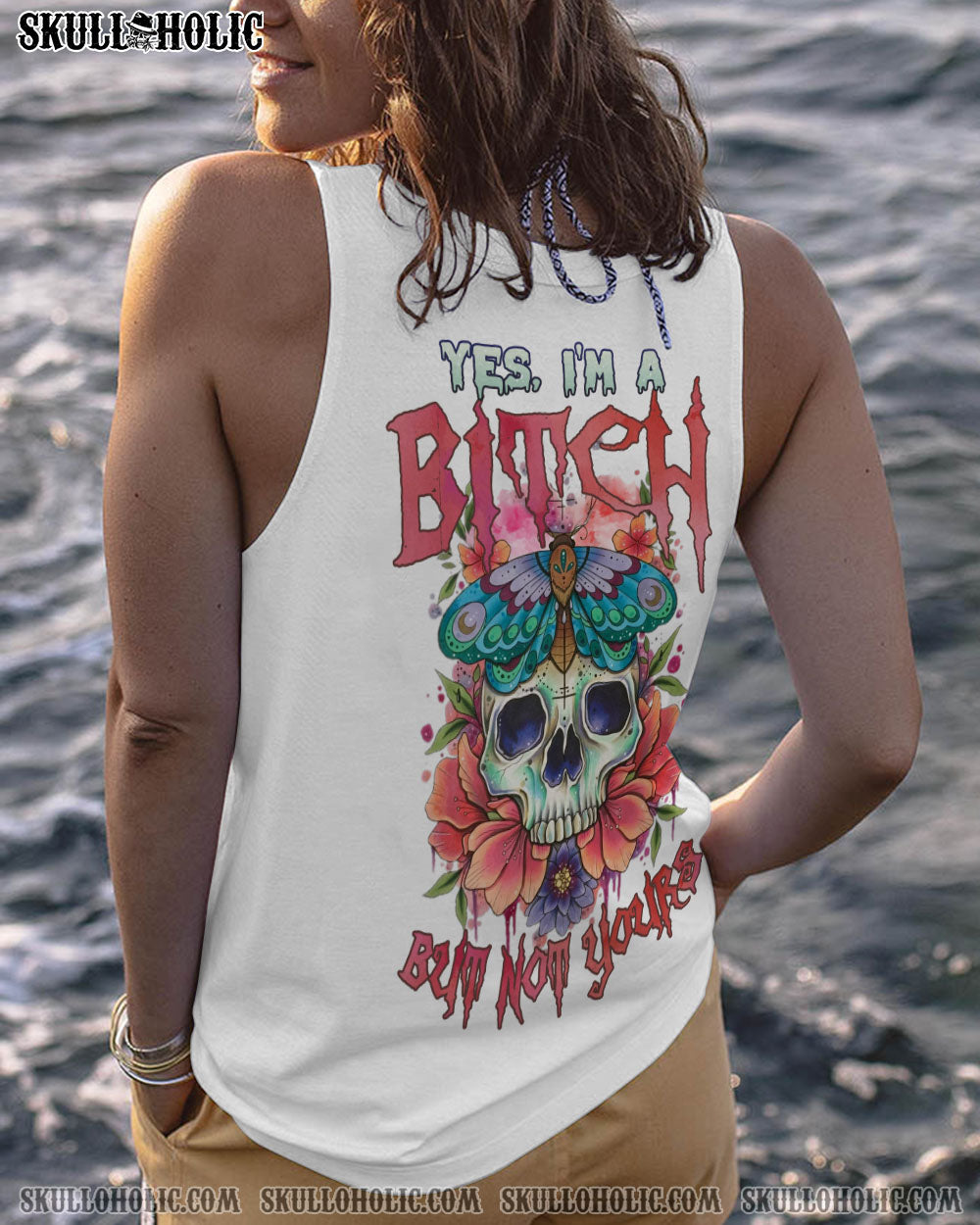 YES I’M A B WATERCOLOR SKULL FLOWER ALL OVER PRINT – TLNZ2312221