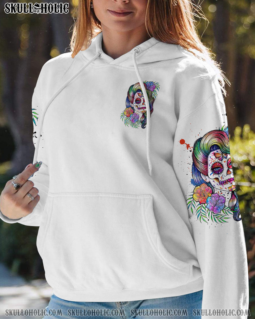 YES I’M A B WATERCOLOR SUGAR SKULL ALL OVER PRINT – TLNZ1412224