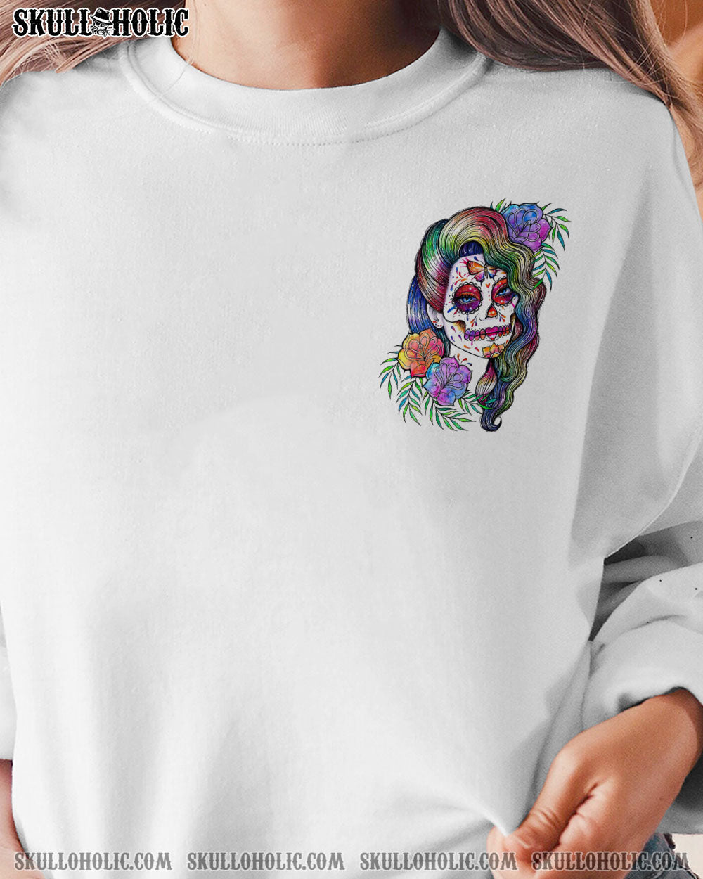 YES I’M A B WATERCOLOR SUGAR SKULL ALL OVER PRINT – TLNZ1412224