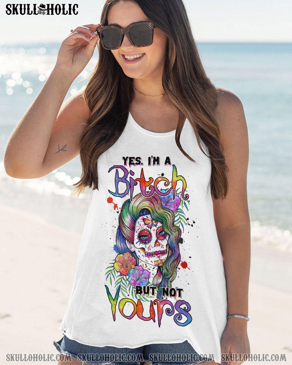 YES I’M A B WATERCOLOR SUGAR SKULL ALL OVER PRINT – TLNZ1412224