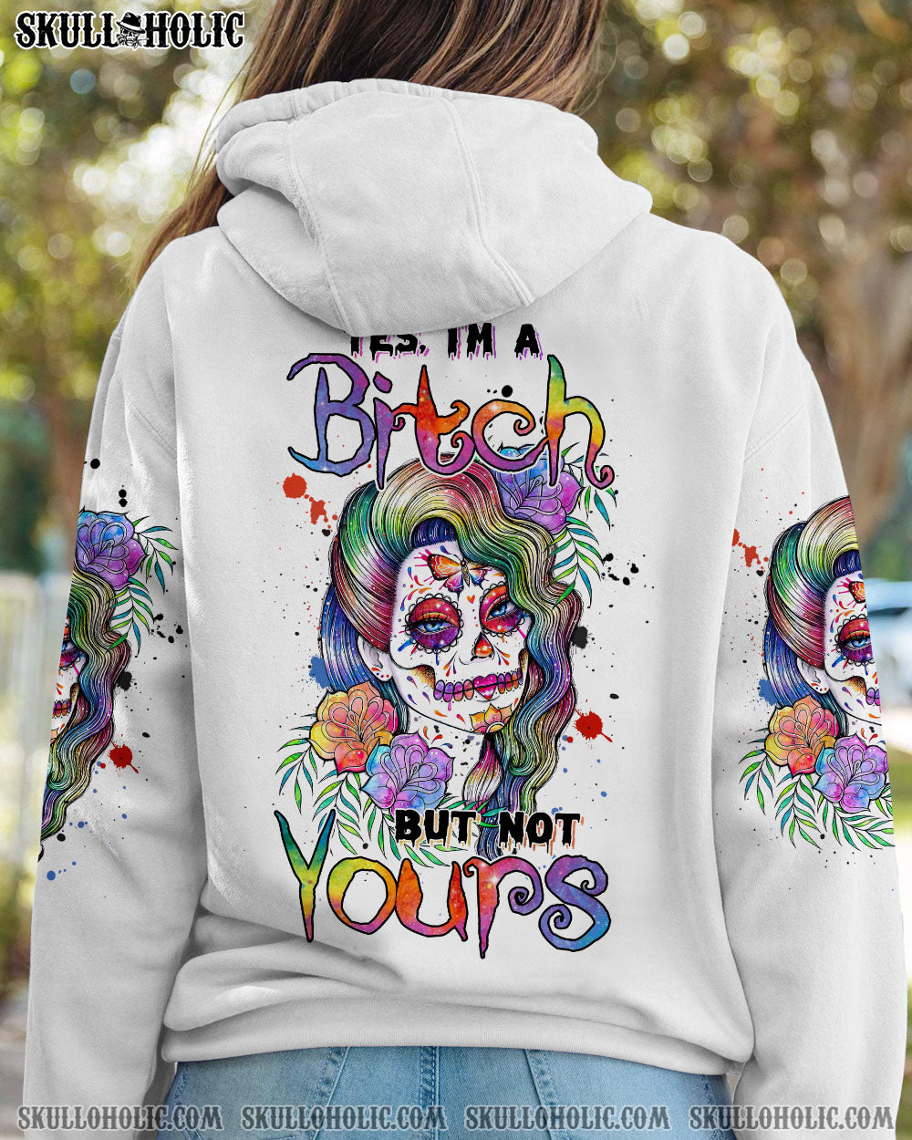 YES I’M A B WATERCOLOR SUGAR SKULL ALL OVER PRINT – TLNZ1412224