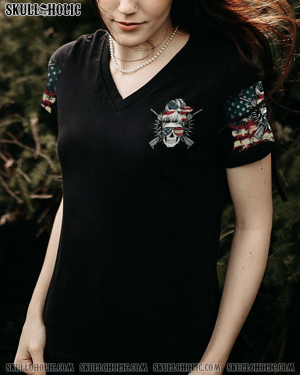 YOU COULDN’T HANDLE ME AMERICAN SKULL MESSY BUN ALL OVER PRINT – TLTW2312221