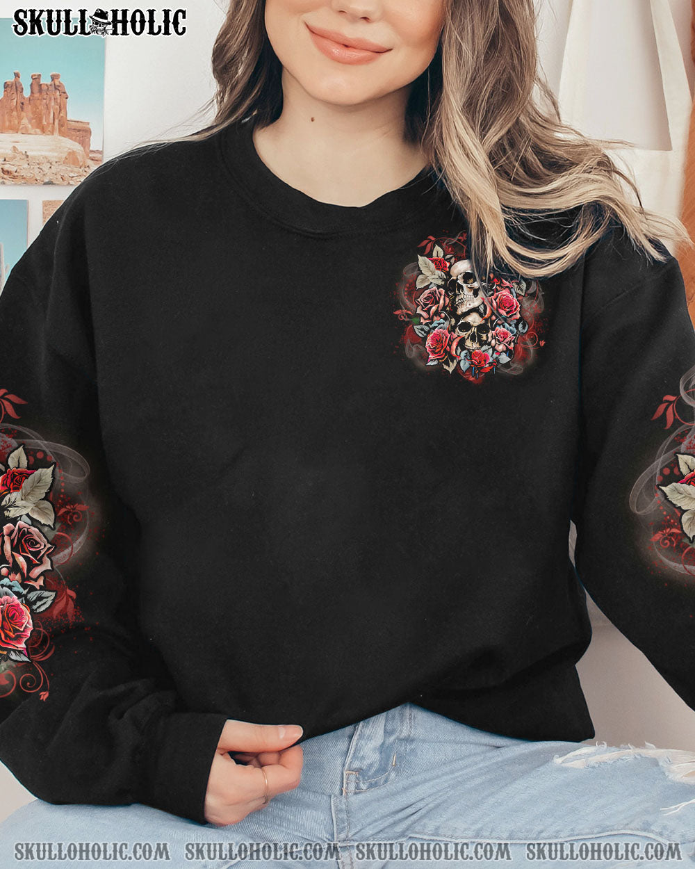 YOU COULDN’T HANDLE ME FLOWER SKULL ALL OVER PRINT – YHLN0202233